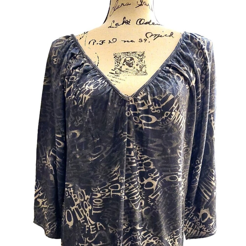 John Richmond Purple White Graphic Print Jersey Knit Dress 3/4 Sleeve Sz 42 NWOT